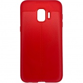 Силиконовый бампер 360 с кожаными вставками для Samsung Galaxy J2 Core (красный)