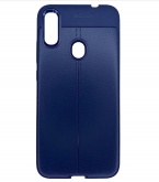 Силиконовый бампер 360 с кожаными вставками для Honor 8A (синий)